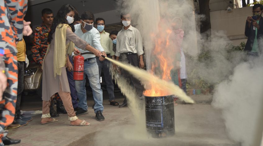Fire Fighting training at WaterAid Bangladesh